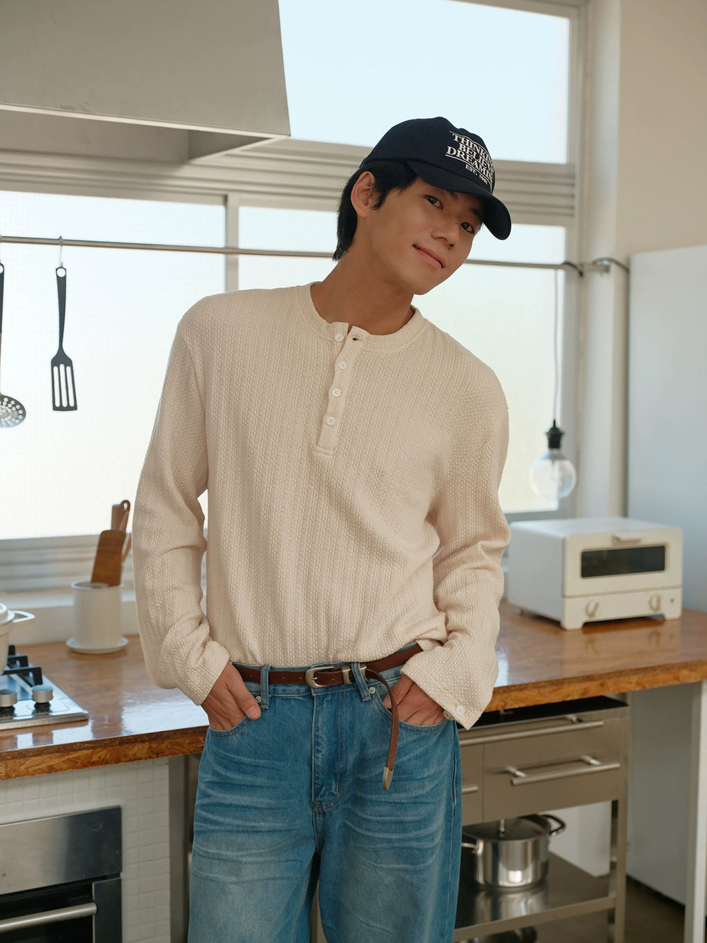 CARPEM Simple Knitted Henry Neck Loose Versatile Long Sleeves