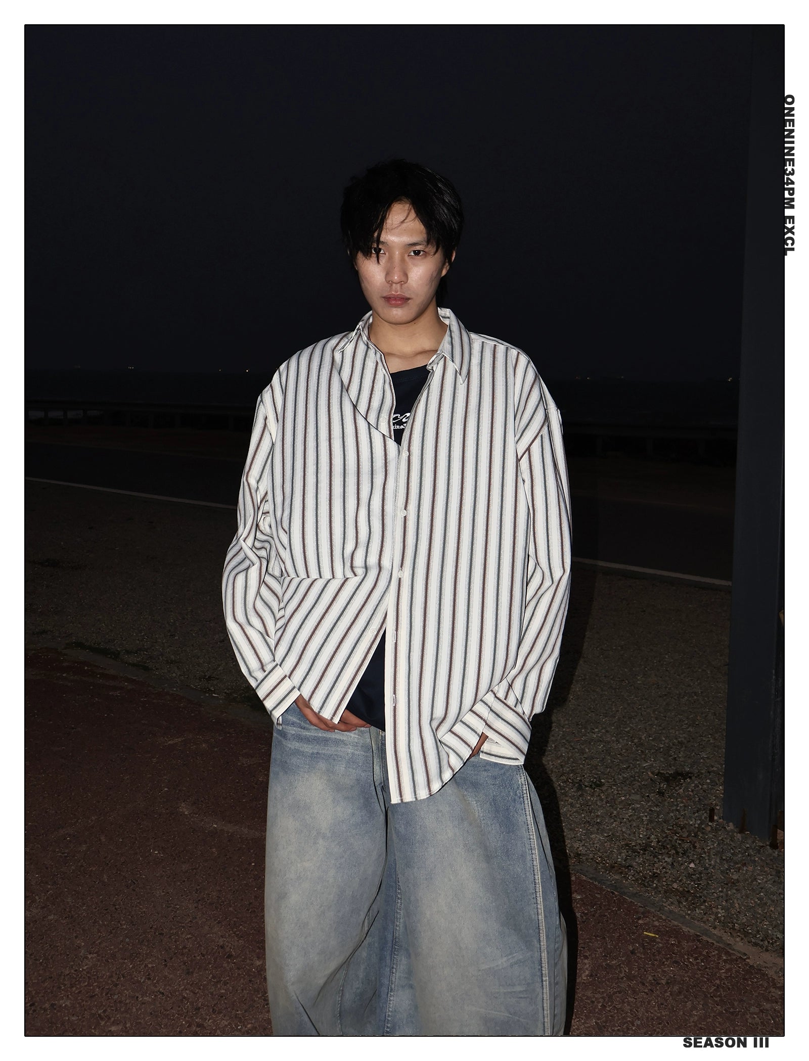 ONENINE34PM Lazy Striped Long Sleeve Shirt