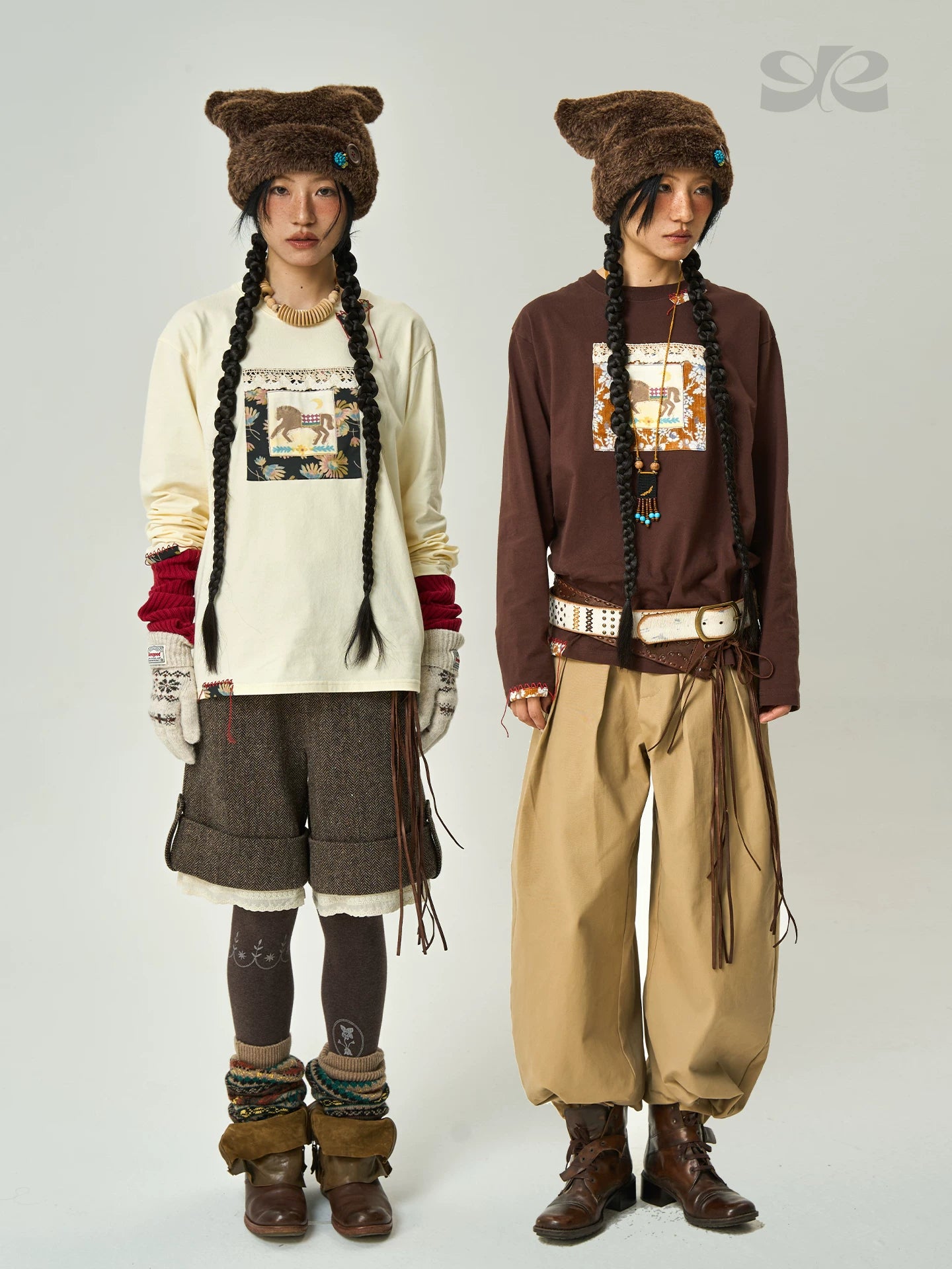 Enteralt Pony Yarn Patch Loose Long Sleeve