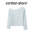 Cantonstory Slanted Shoulder Lace Sequin Cut-out Long Sleeves
