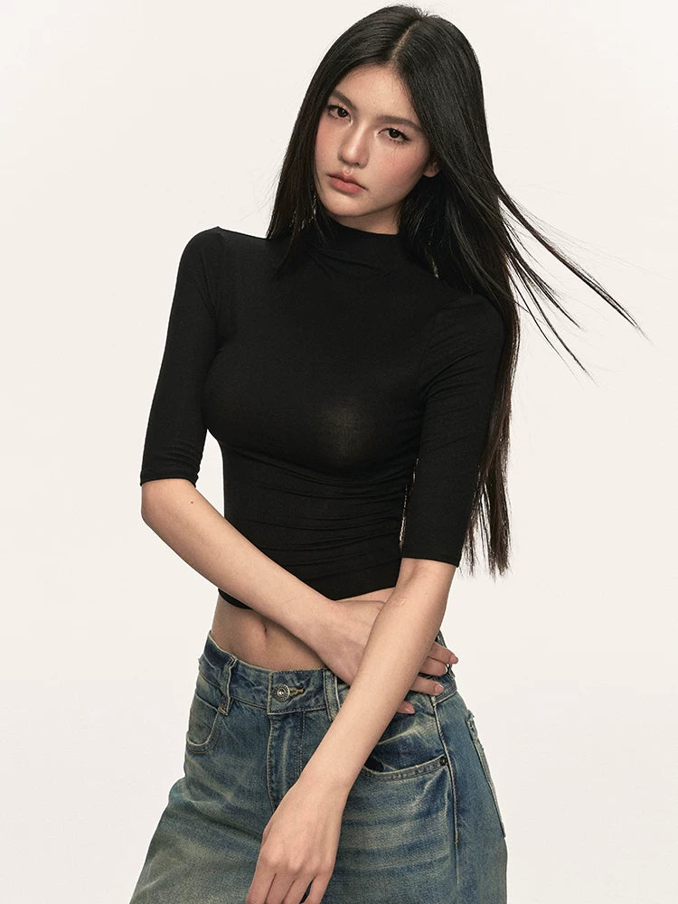 Anna Aneae Small Turtleneck Slim-fit Fleece Bottoming Shirt