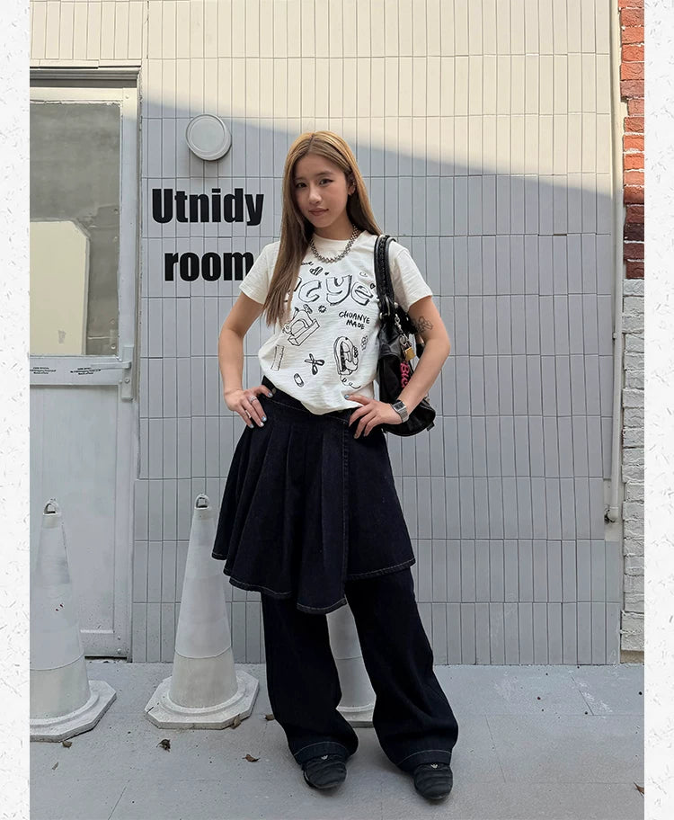 CCYE Fun Print Front Shoulder Versatile Tee