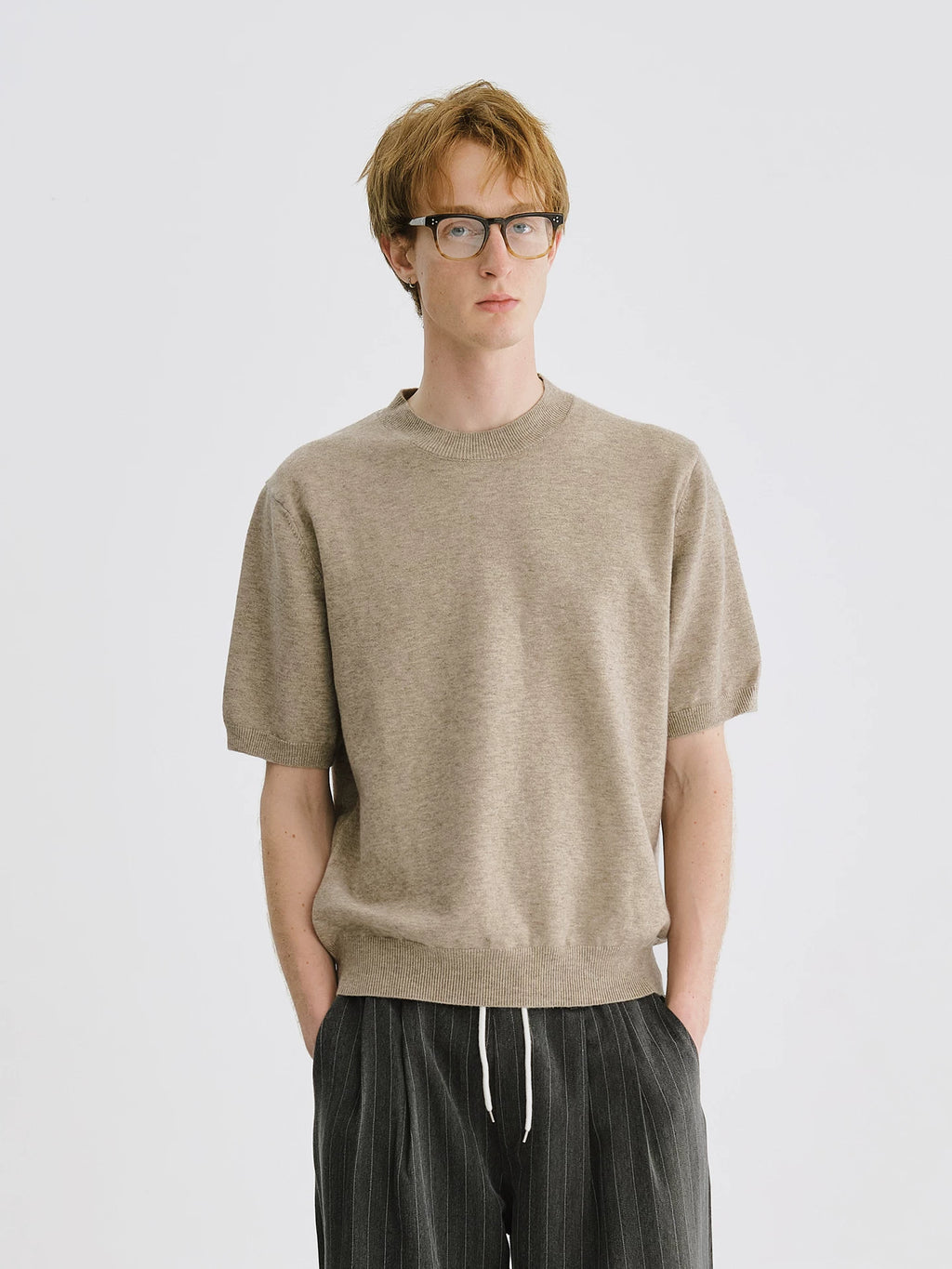 LIVINGTOWN Vintage Versatile Crew Neck Knitted Tee