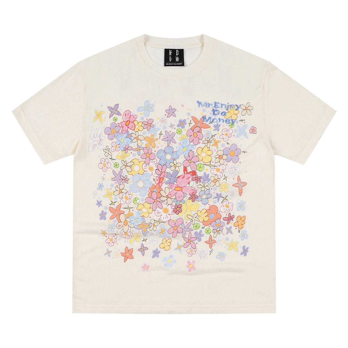 MEDM Flower Print Color Yarn Casual Loose Tee