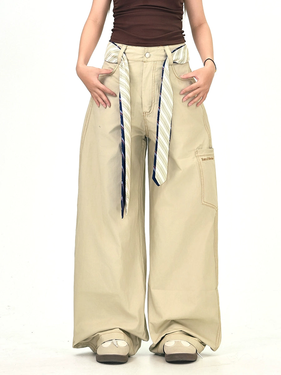 Mershier Tie Design Loose Jeans