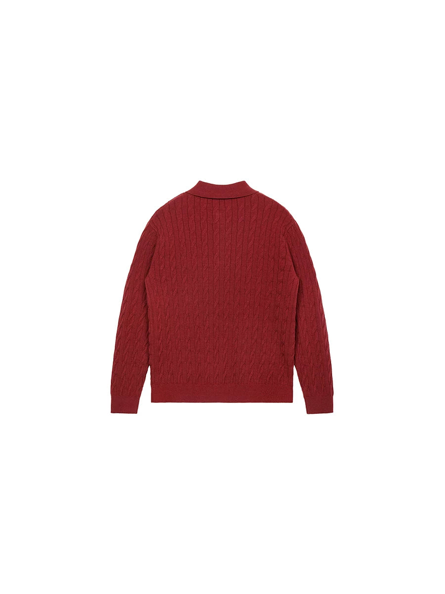 NO LOGO Wool Lyocell Twist Knitted Polo Shirt