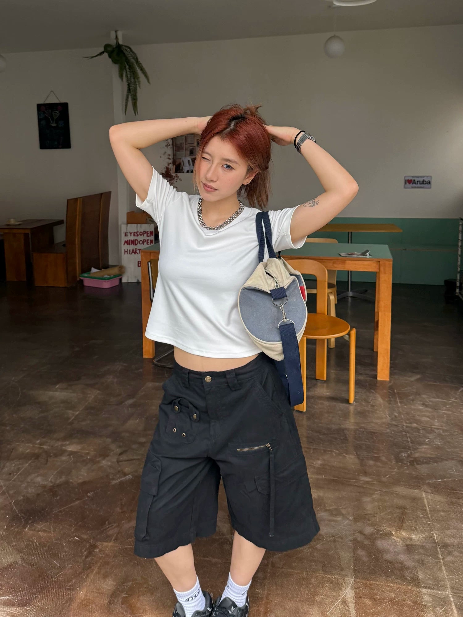 CCYE Retro Multi-pocket Wide-leg Shorts