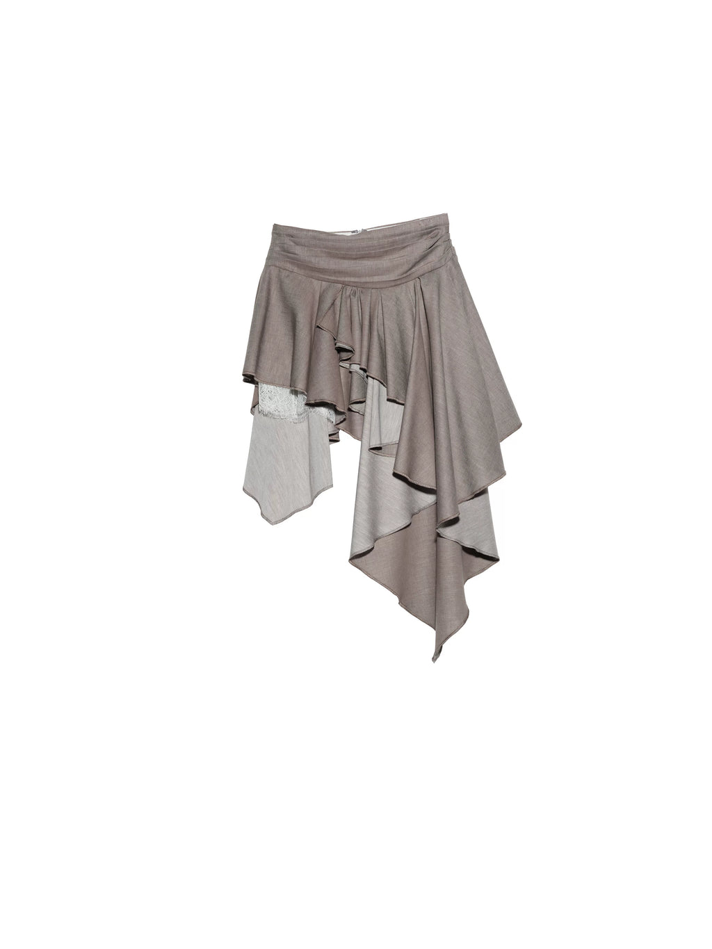 JNYLON Vintage Lace Stitching Asymmetrical Skirt