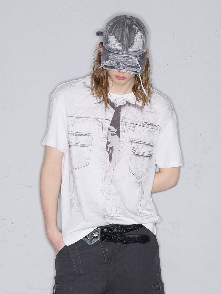 Rocawear Short and Wide Portrait Tie Printed Tee