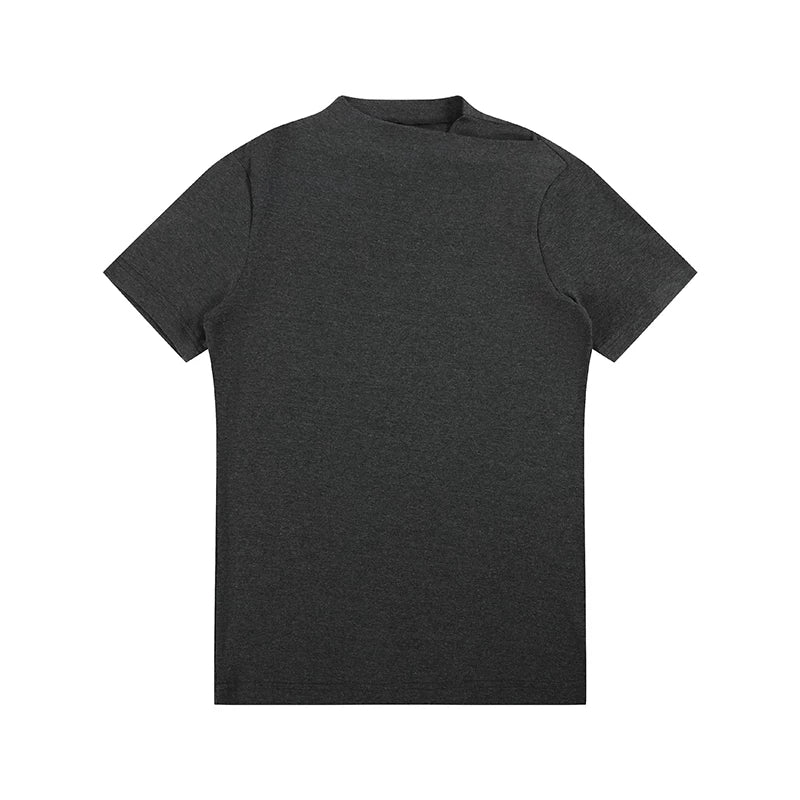 Slight Vogue Crossed Jumpcollar Straight Shoulder Knitted Slim Tee