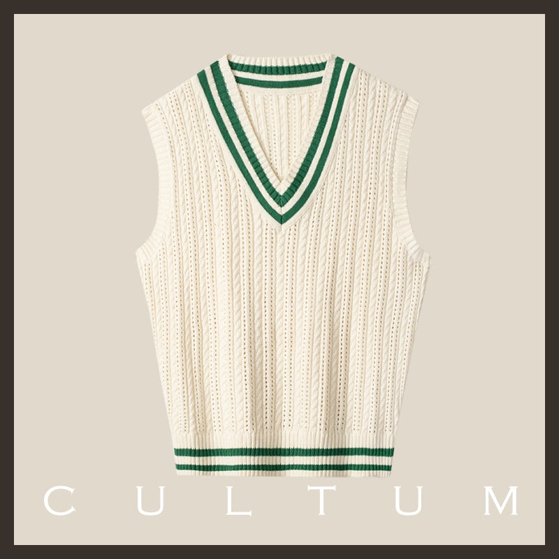 CULTUM Hollow Breathable V-Neck Tennis Bottom Shirt Vest