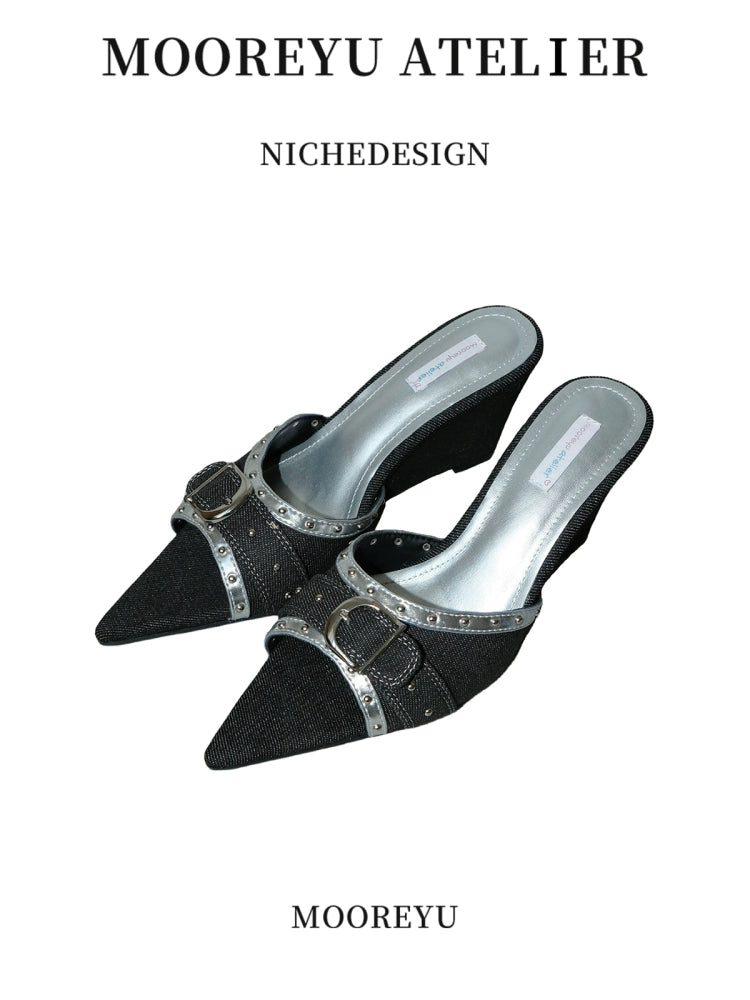 Mooreyu Wedge Heel Premium Sexy French Sandals