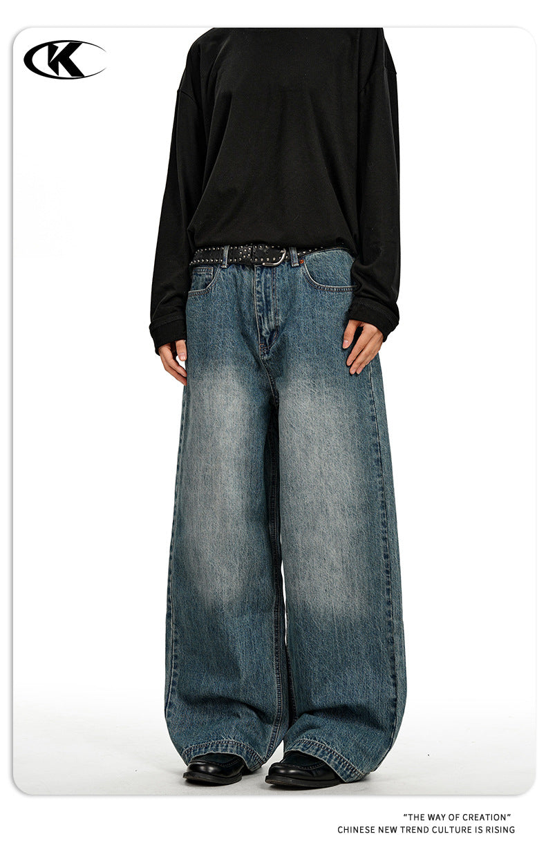 11KN Vintage Loose Straight Wide Leg Floor Mopping Casual Pants