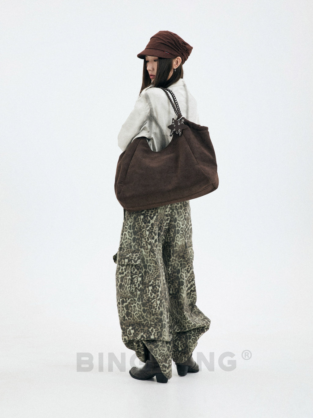 BINGBONG Suede Large Capacity Shoulder Bag