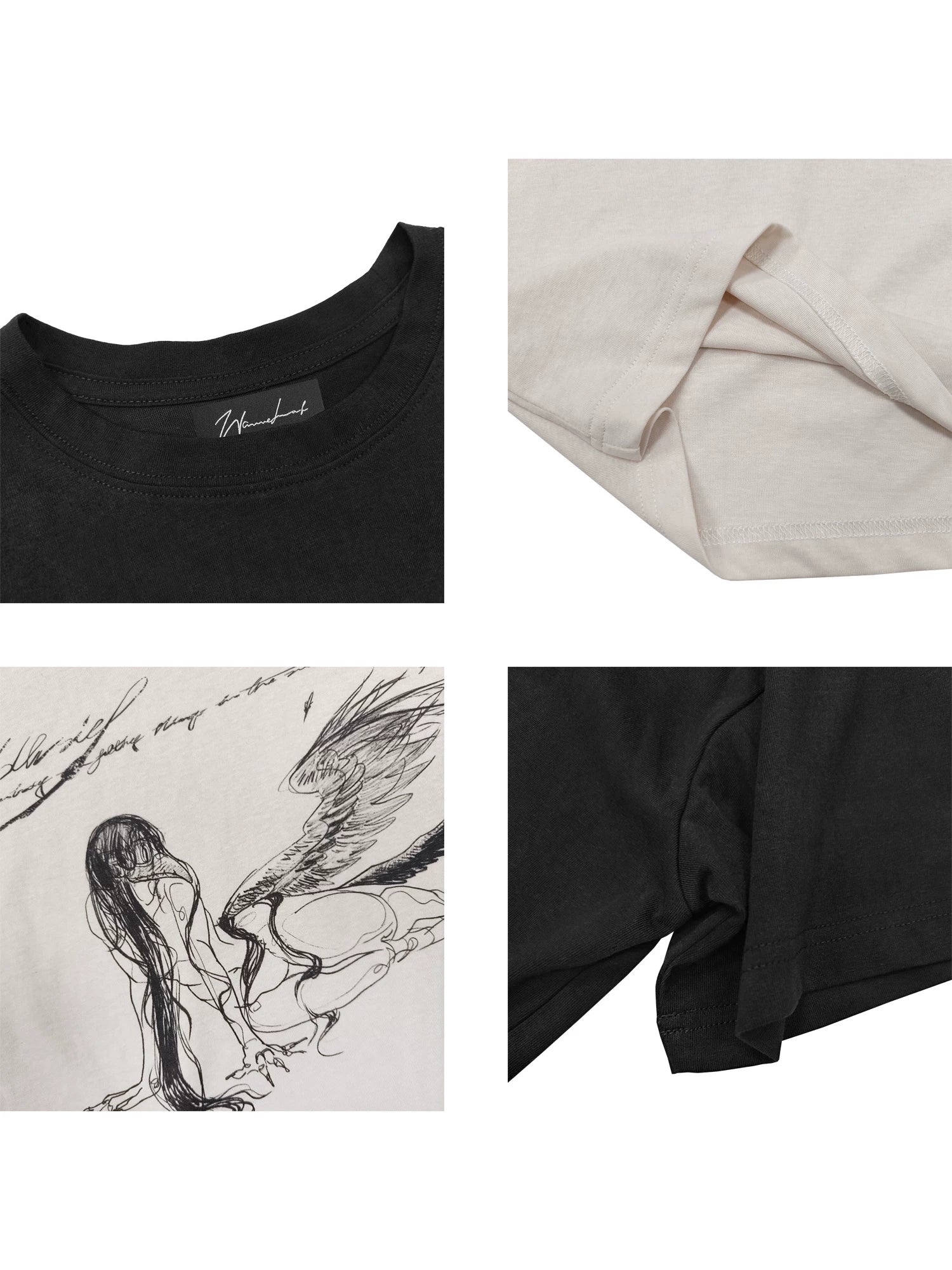 WANNA LAB Hand-painted Print Cool Casual Tee