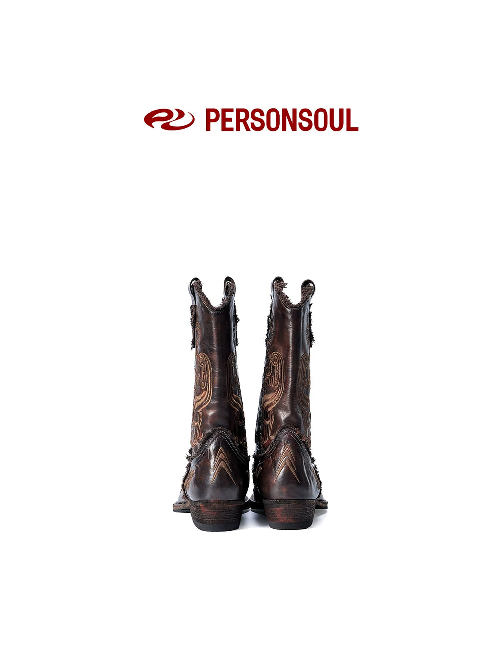 PERSONSOUL Pattern Embroidery Mid-tube Western Boots Knight Boots