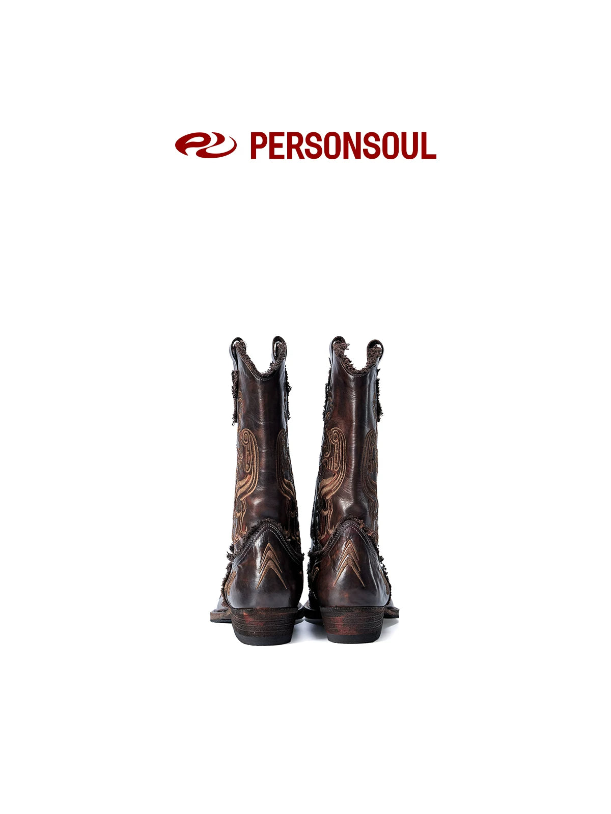 PERSONSOUL Pattern Embroidery Mid-tube Western Boots Knight Boots