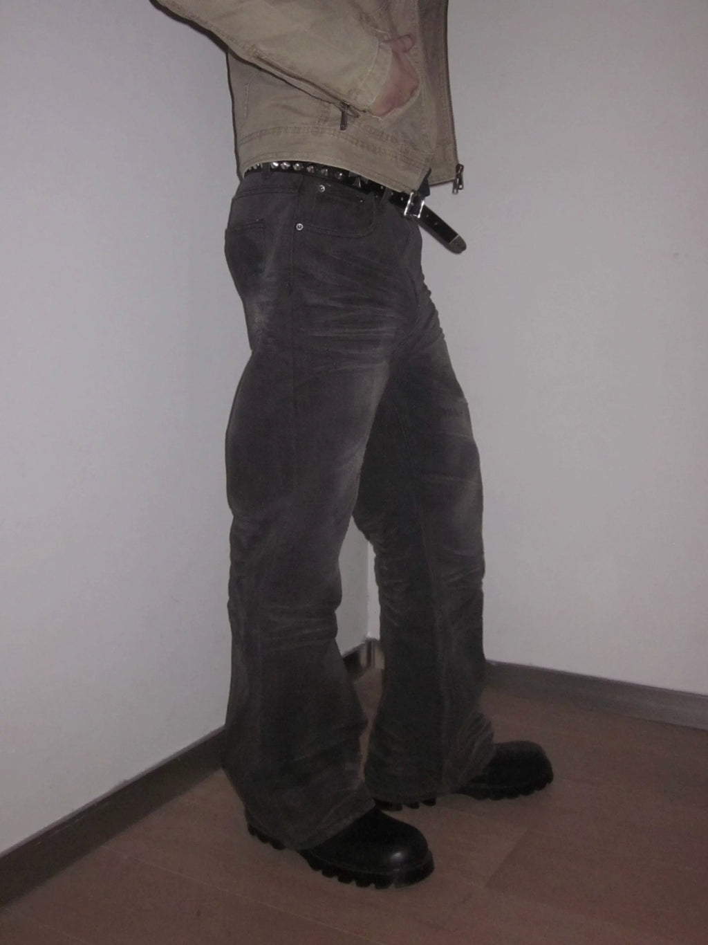 URRRGE Heavy-duty Three-dimensional Crumpled Cat Whisker Denim