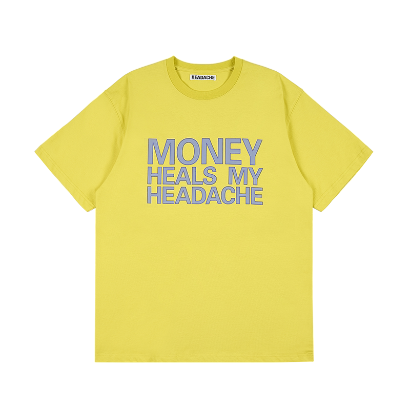 HEADACHE Bold Letter Print Round Neck Tee
