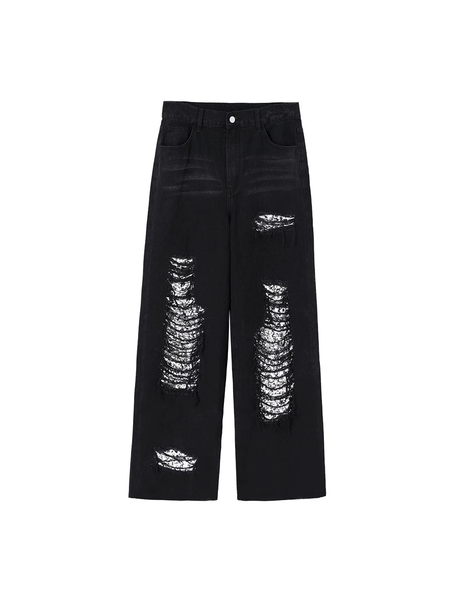 CONP Retro Sequined Ripped Jeans