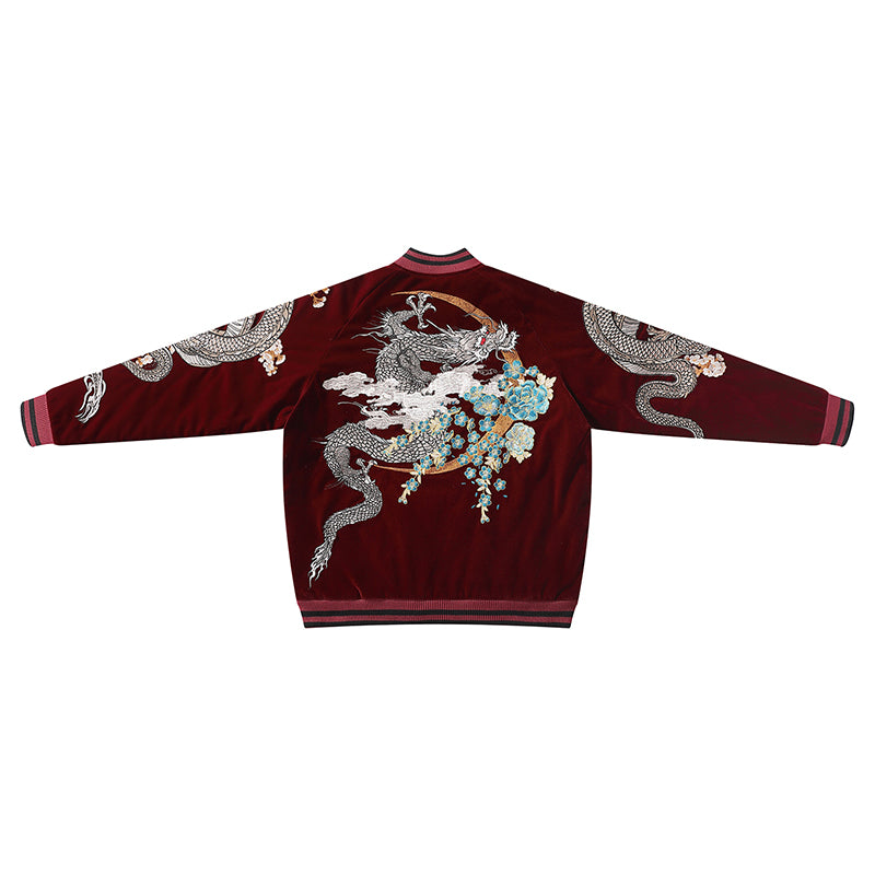 SKAJAN Yokosuka Embroidery Dragon Tiger baseball Jacket