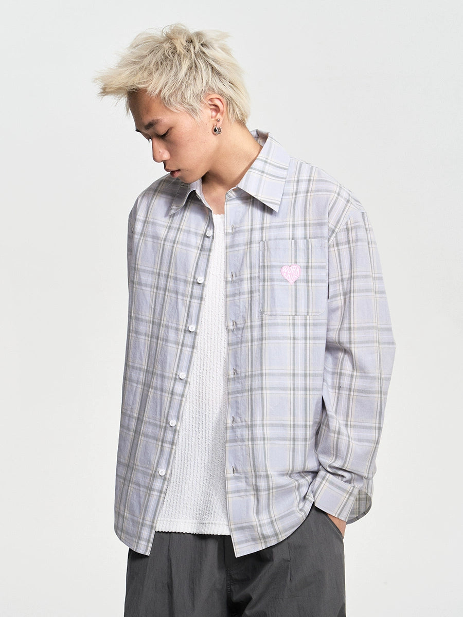 NICEBAD Contrasting Plaid Light Long-sleeved Shirt