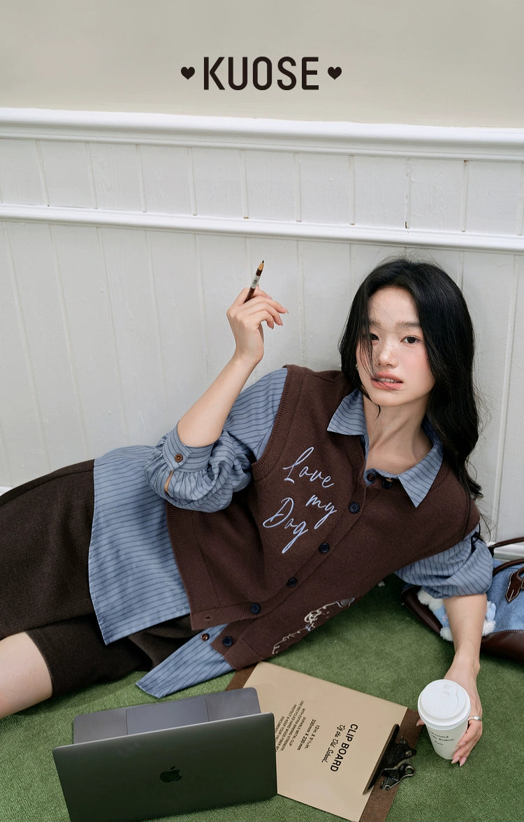 Kuose Embroidered Knitted Vest