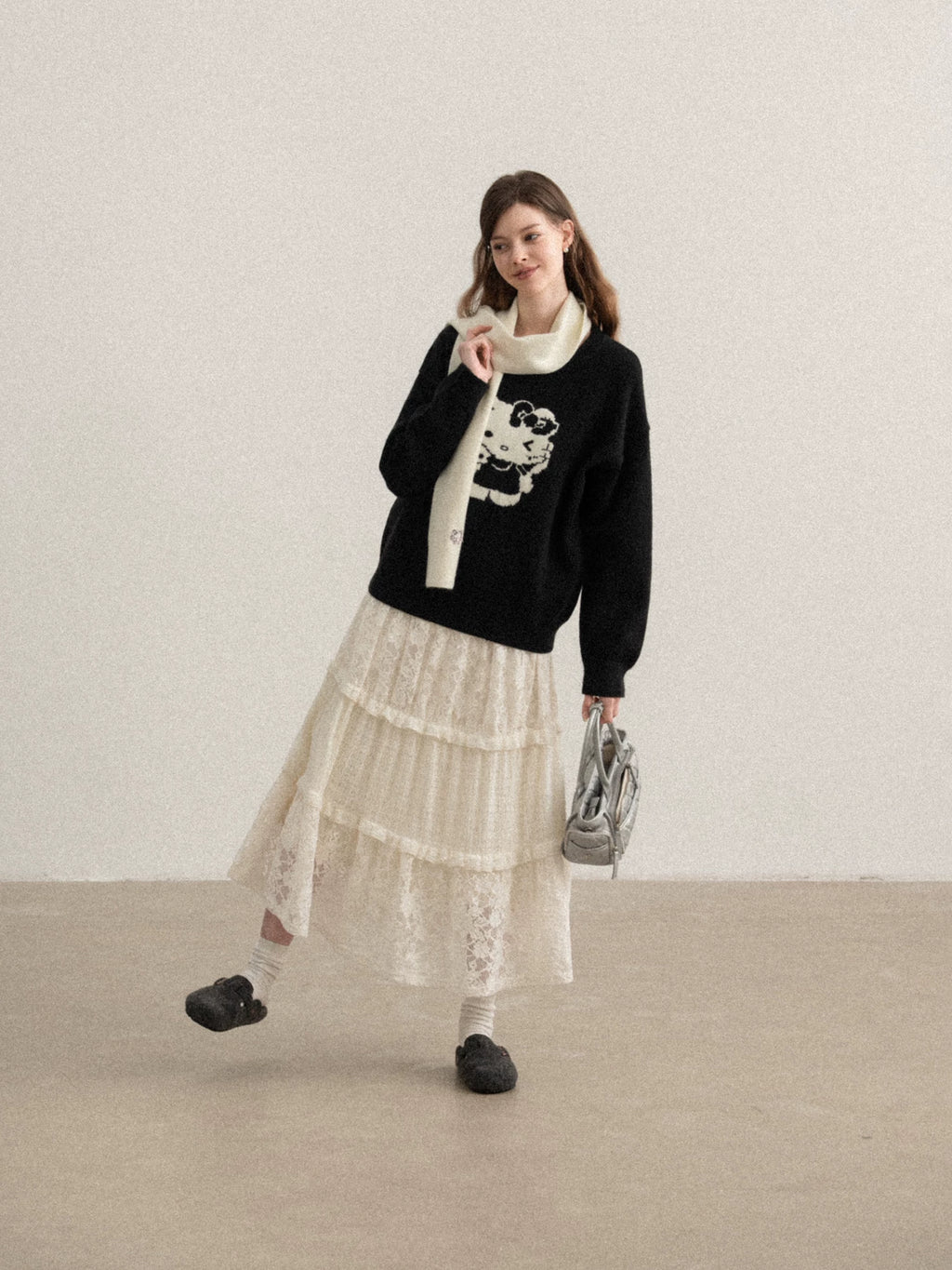Cantonstory Crew Neck Versatile Loose Slimming Knit Sweater