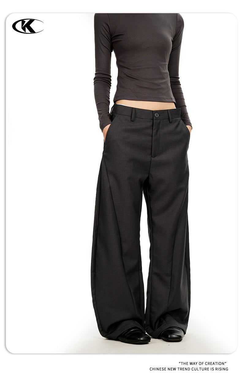11KN Retro Simple Loose Wide-leg Trousers