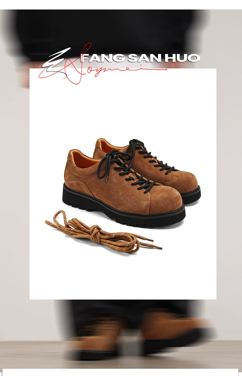 FANGSANHUO Anti-velvet Leather Thick-soled Heightening Low-top Shoes