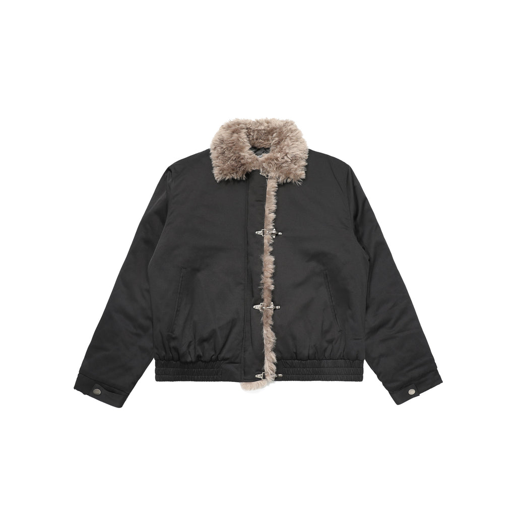 CHANYOOU Vintage Plane Button Fur Collar Jacket