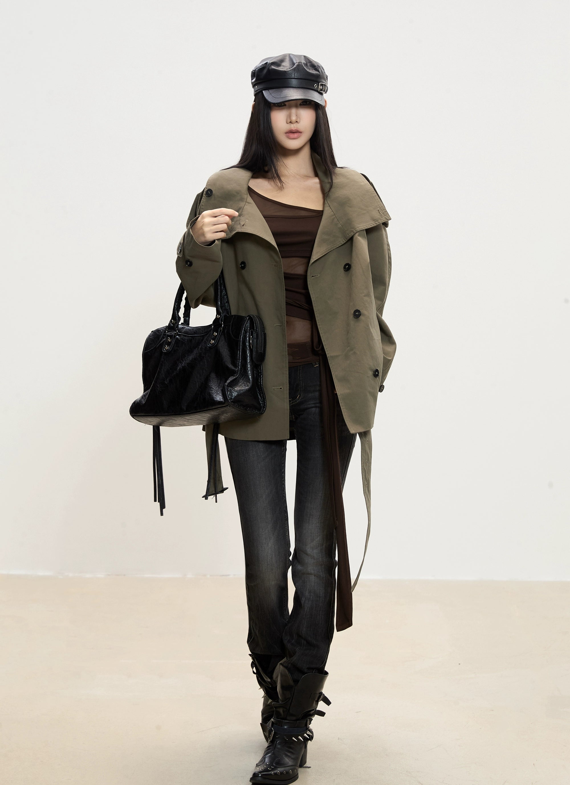 WITHMIN Loose and Thin Casual Versatile Trench Coat