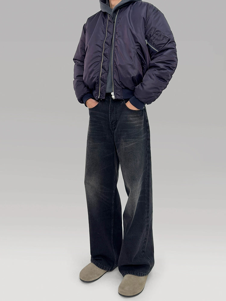 PLUS NO LOGO Loose Wide Leg Straight Washed Jeans