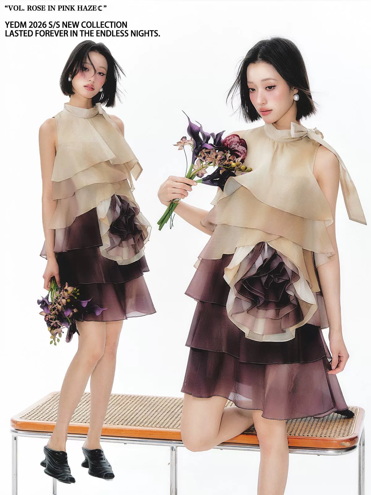YEDM Gradual Change Layering Suspender Dress