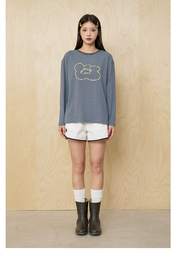 MoodLikeMe Irregular Striped Splicing Long Sleeve