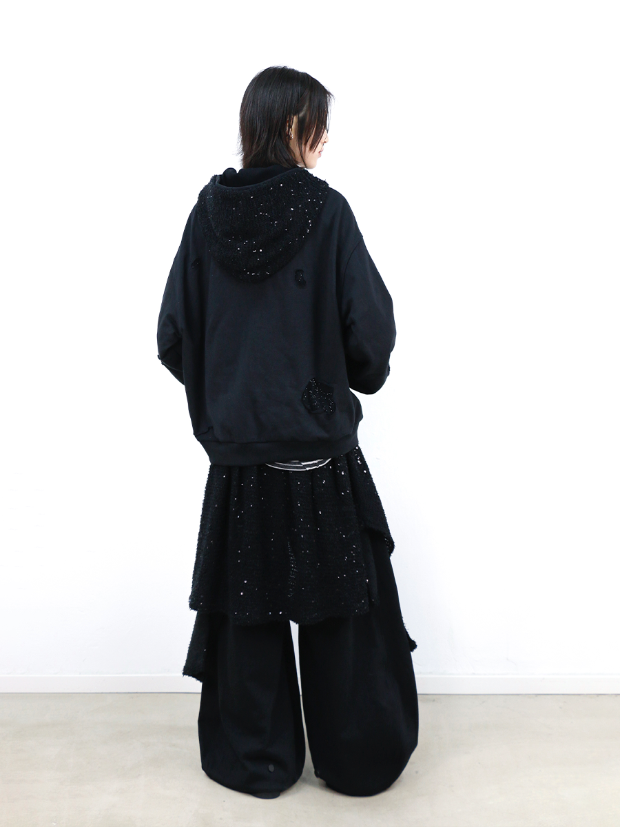 RELABEL Removable Double Hat Loose Double Zipper Sweater