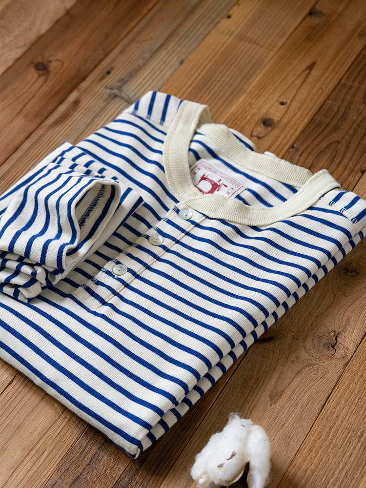 PrintAce Vintage Striped Blue and White Long Sleeves
