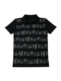 FTS Note Sheet Music Straight Shoulders Slim Polo Tee