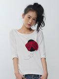 In Two Twos Ladybug Patch Embroidered Striped Tee