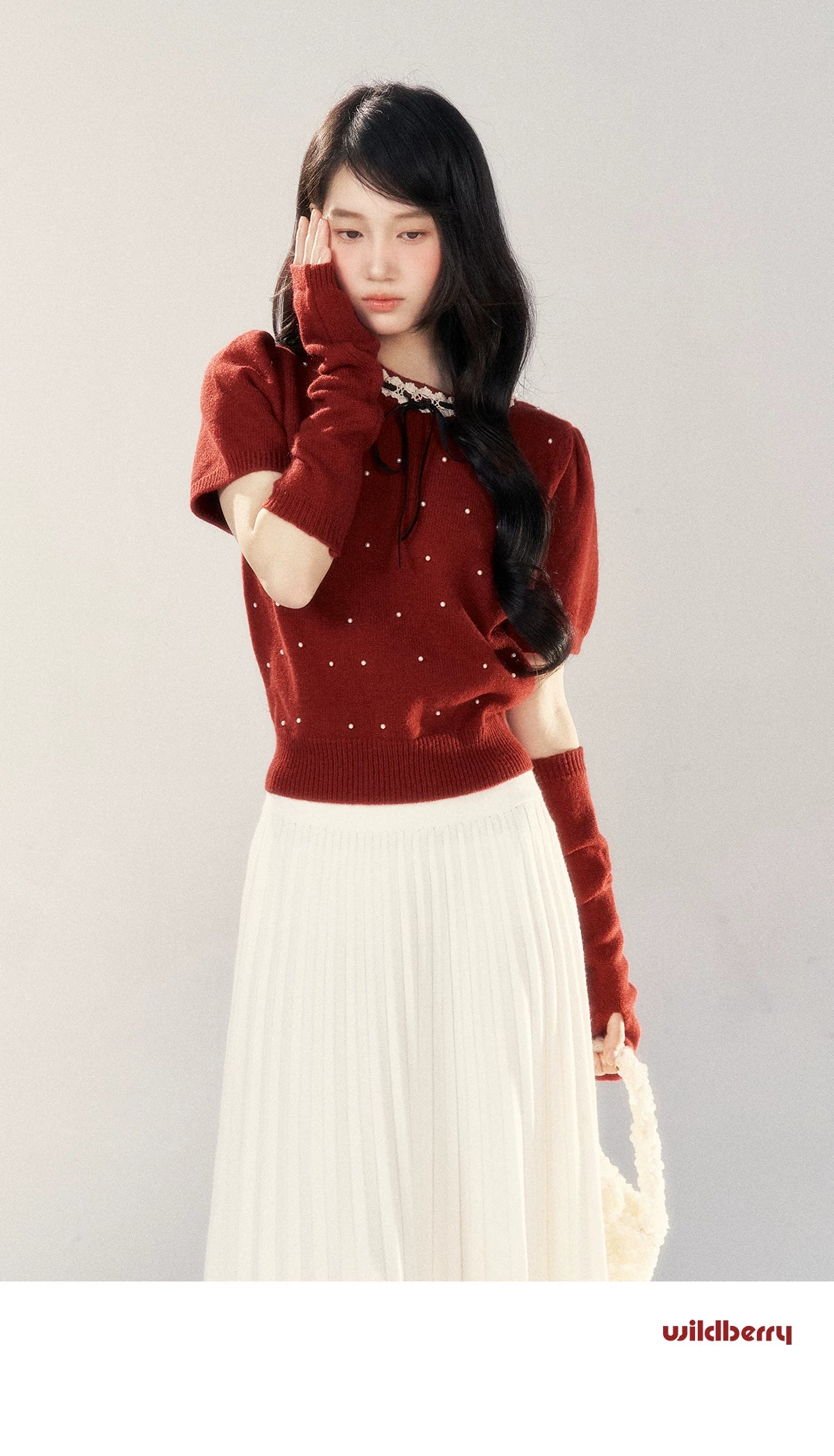 Wildberry Korean Fashion Sweet Polka Dot Knitted Sweater