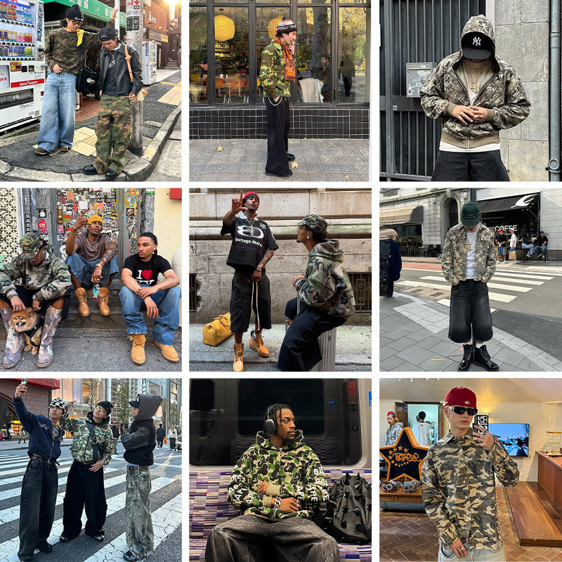 Inflation Camouflage Casual Versatile Crew Neck Long Sleeve