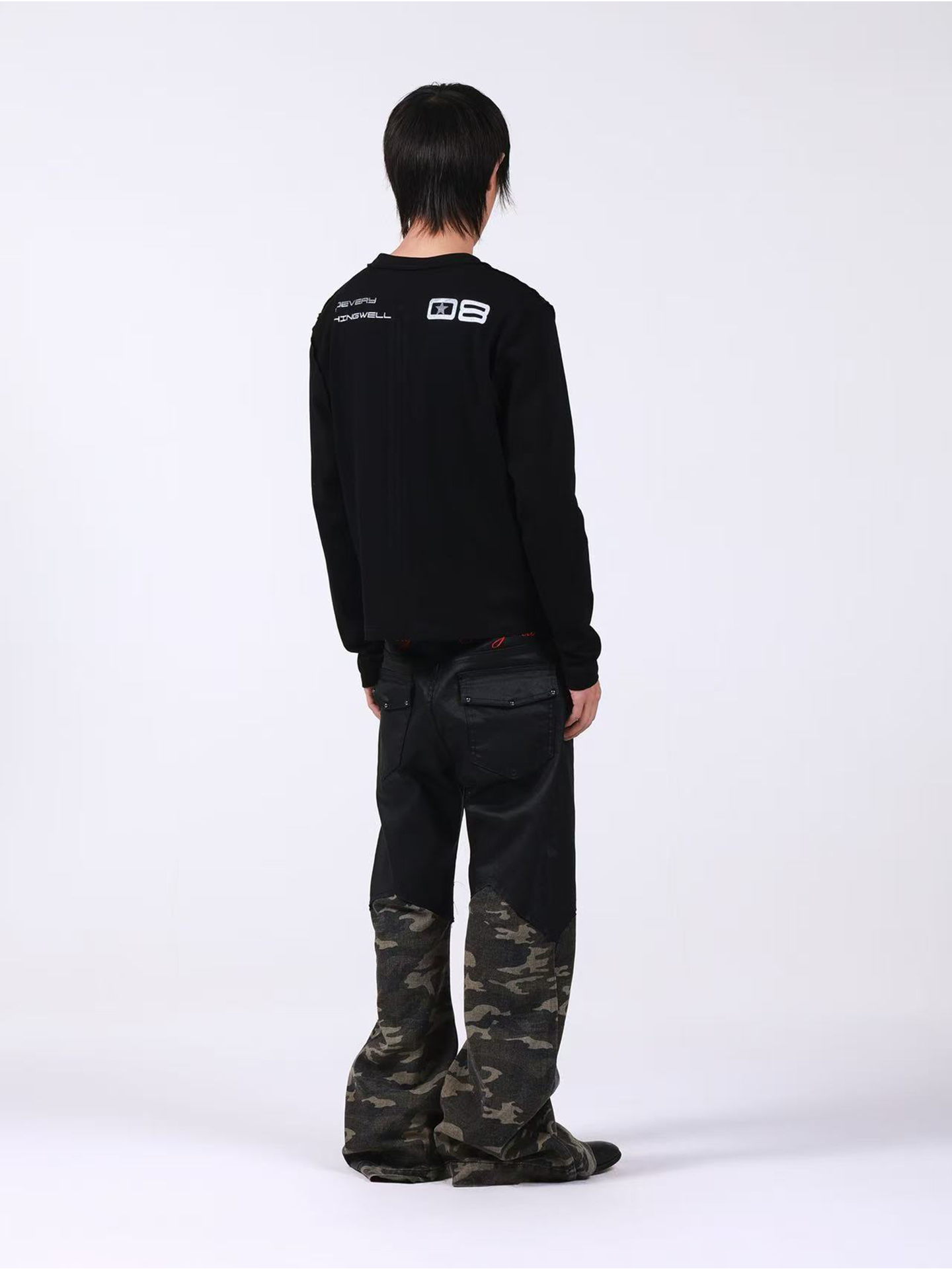 DETW Casual Versatile Front Shoulder Long Sleeve