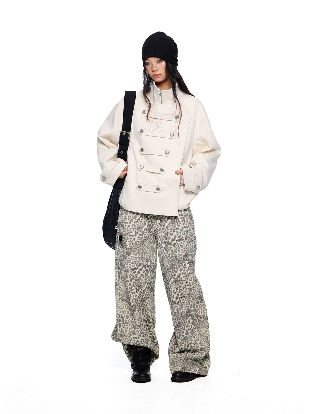 EZEK Retro Leopard Print Casual Loose Wide-leg Pants