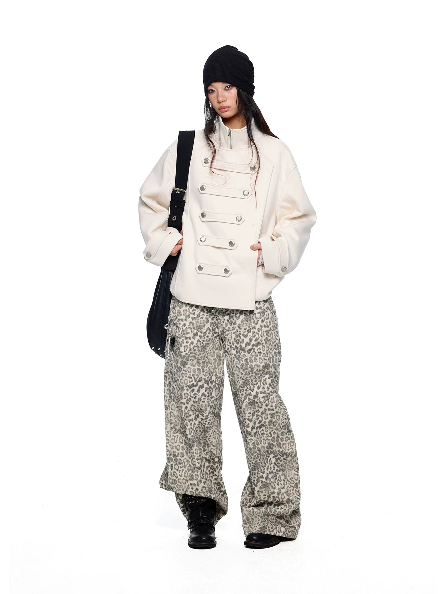 EZEK Retro Leopard Print Casual Loose Wide-leg Pants