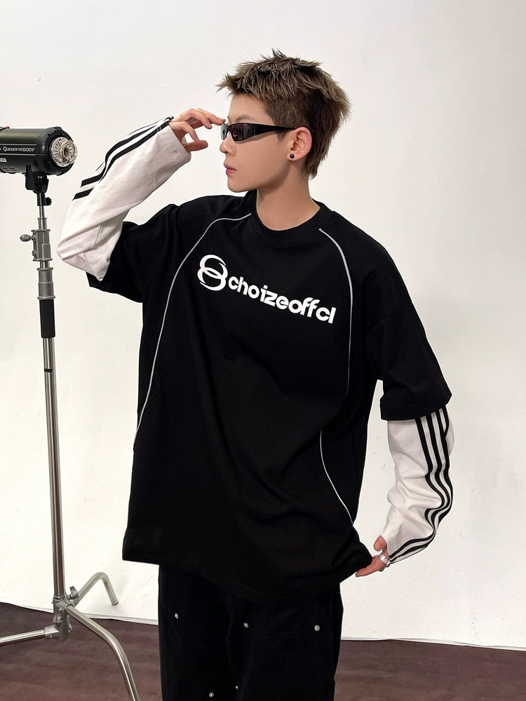 CHOIZE Contrasting Splicing Fake Two-piece Sweater