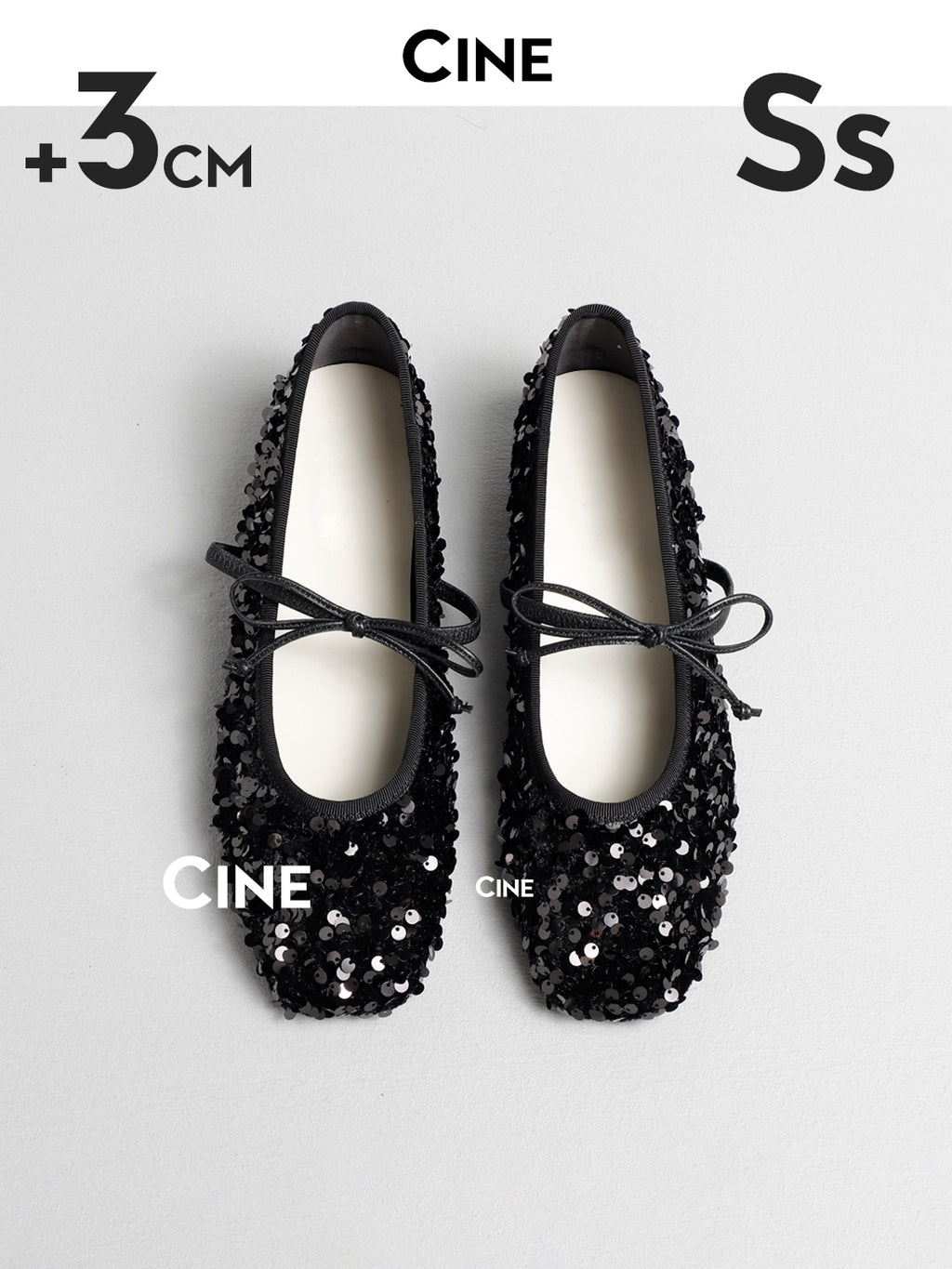 Cebostin Bow Inner Heightening Sequined Shoes