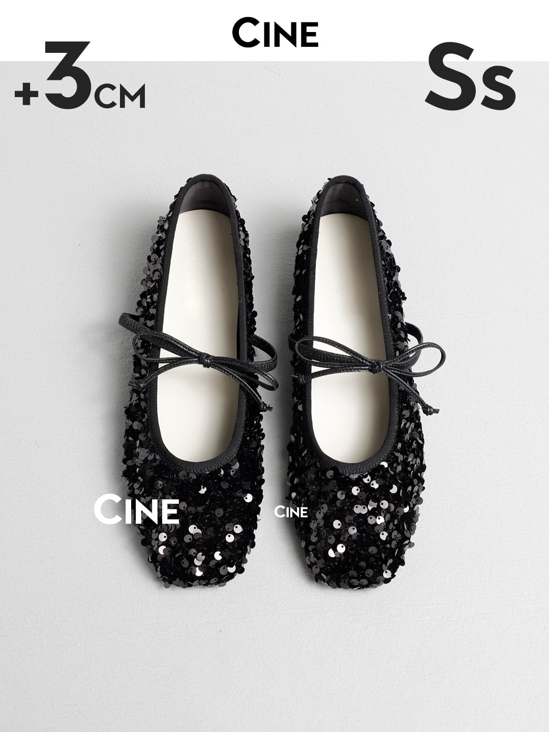 Cebostin Bow Inner Heightening Sequined Shoes