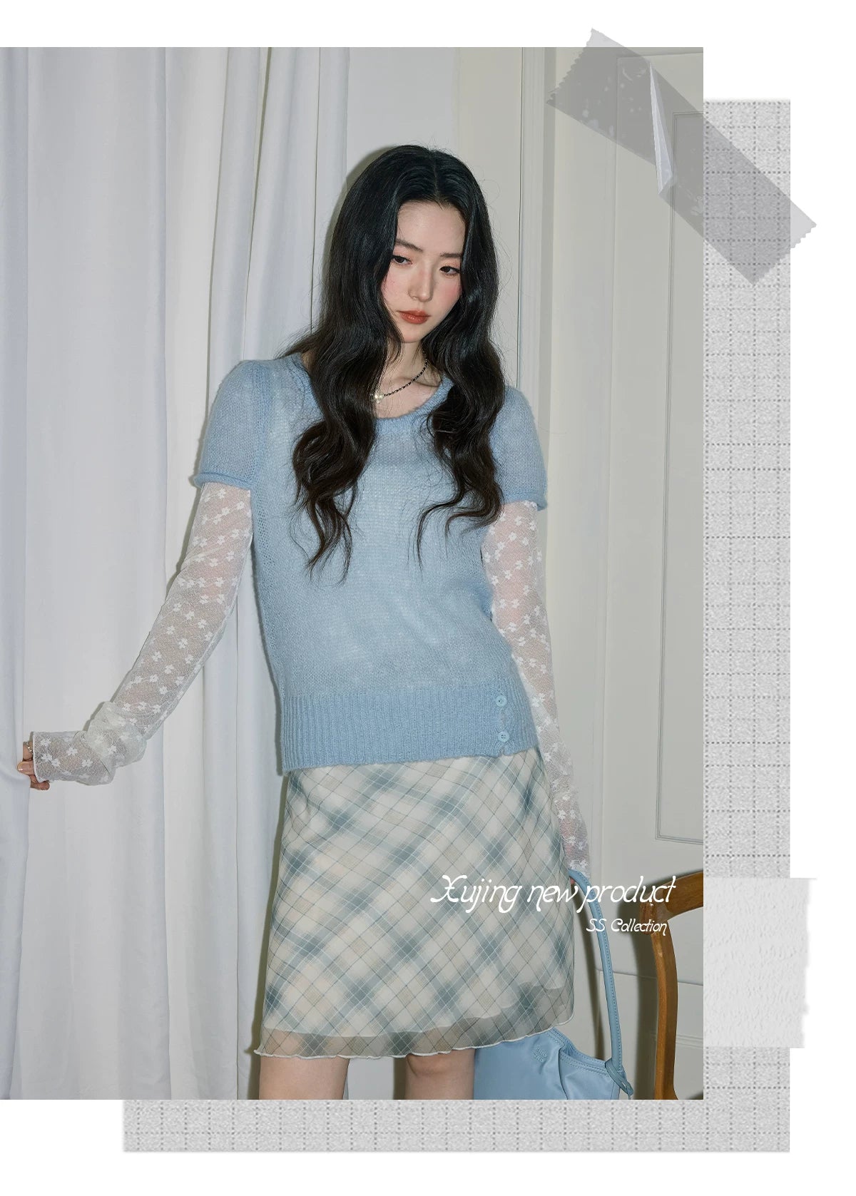 XUJING Round Neck Hollow Loose and Thin Tee