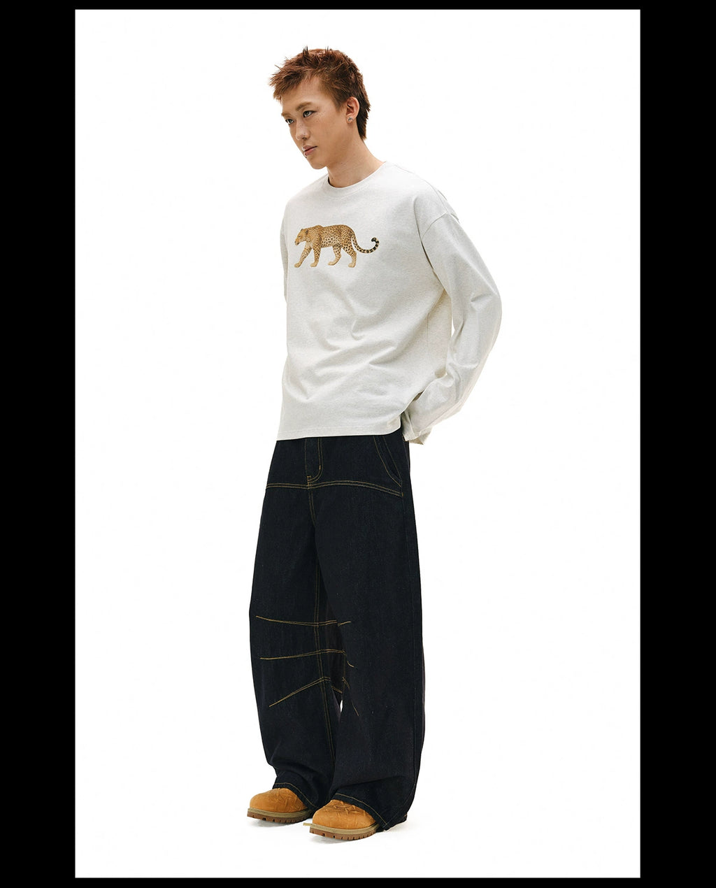 NOVACAM Vintage Fun Zoo Leopard Digital Print Long Sleeve