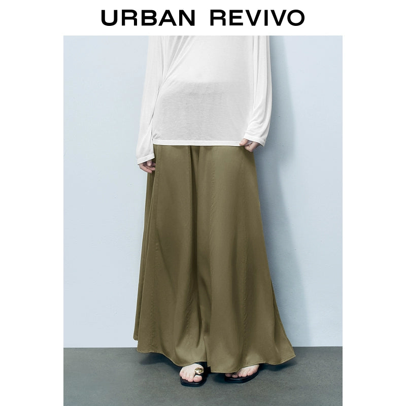 URBAN REVIVO Wave Style Vertical Super Loose Versatile Wide Leg Pants
